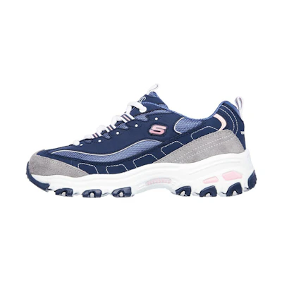(W) Skechers D Lites Low-Top Running Shoes Grey/Blue