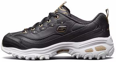 (Women) Skechers D'Lites Low-Top Daddy Shoes Black/Gold 11919-BKGD (Women) Skechers D'Lites Low-Top Daddy Shoes Black/Gold 11919-BKGD