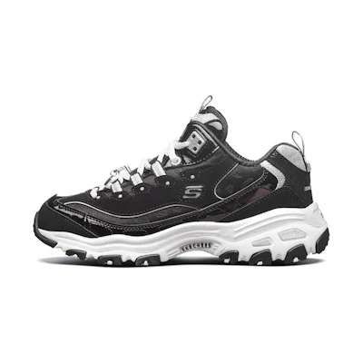 (W) Skechers D'Lites Running Shoes Black/White/Gray