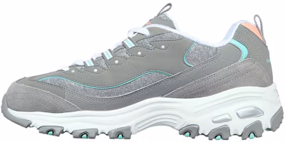 (Women) Skechers D'Lites Low-Top Running Shoes Grey/Green 149060-GYMN (Women) Skechers D'Lites Low-Top Running Shoes Grey/Green 149060-GYMN