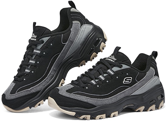 (Women) Skechers D'Lites Low 'Milk Tea Bear - Black' 896264-BKGY Shop (Women) Skechers D'Lites Low 'Milk Tea Bear - Black' 896264-BKGY
