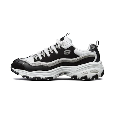 (W) Skechers D'lites-New Retro 'Black White Silver'