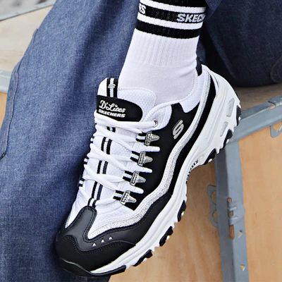 (W) Skechers D'lites-New Retro 'Hitam Putih Perak' 11914-BKW Cheap (W) Skechers D'lites-New Retro 'Hitam Putih Perak' 11914-BKW