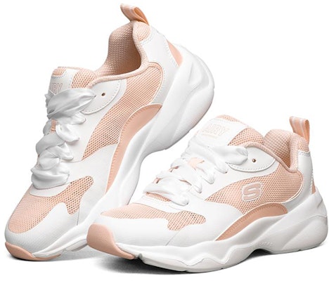 Skechers D‘lites 女款低帮運動鞋 粉白色 Lookbook Skechers D‘lites 女款低帮運動鞋 粉白色