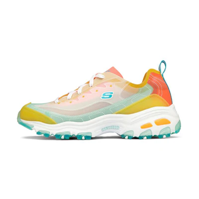 (W) Skechers D Lites 1.0 low running Shoes Yellow/Green/Orange