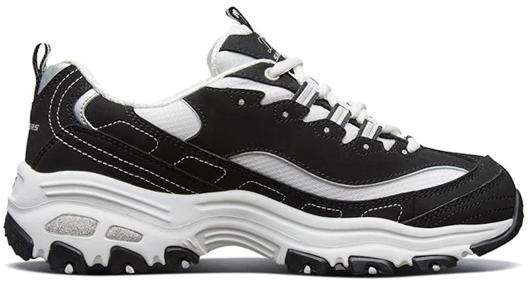 Women Skechers D Lites Low Trendy Dad Shoe Black White 11930
