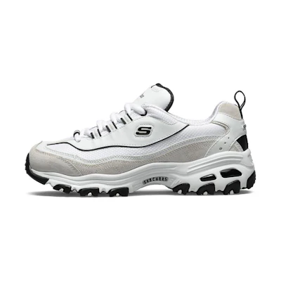 (W) Skechers D'Lites 1.0 Low Chunky Shoes White/Grey