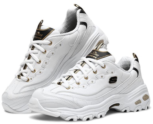 (Women) Skechers D'Lites low Dad Shoes White 11919-WBGD Lookbook (Women) Skechers D'Lites low Dad Shoes White 11919-WBGD