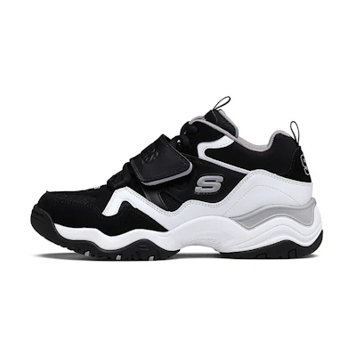 (W) Skechers D'Lites Train Mid-Top Daddy Shoes Black/White