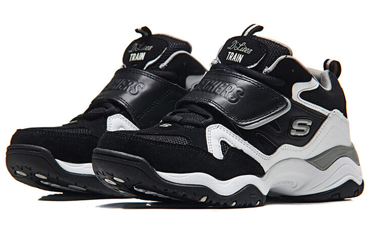 (W) Skechers D'Lites Train Mid-Top Daddy Shoes Black/White 圖 3