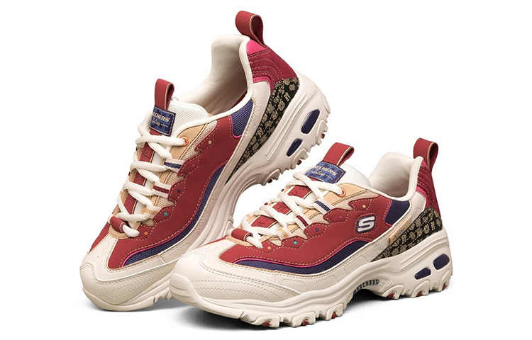 Lookbook (W) Skechers D'lites 2021新年白红色运动鞋 66666348-MULT