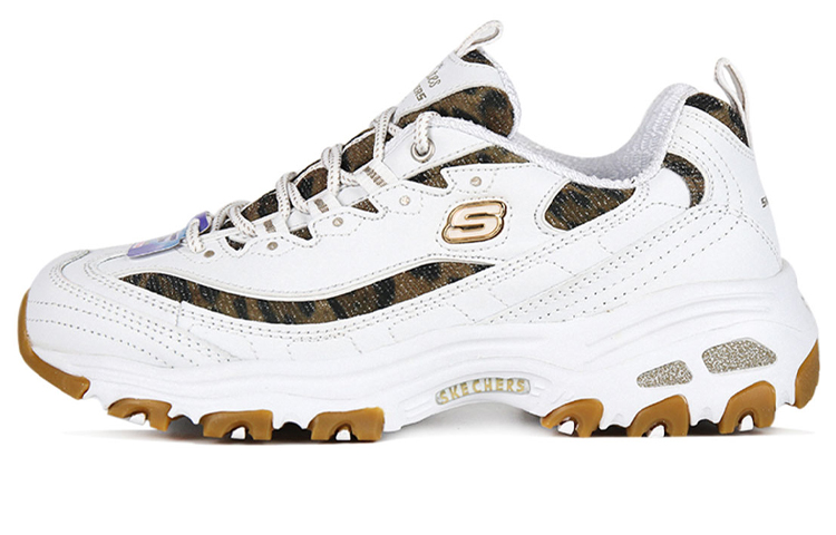(W) Skechers D Lites Quick Leopard Low-Dad Shoes White