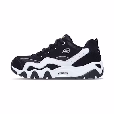 (W) Skechers D'Lites Running Shoes Black/White