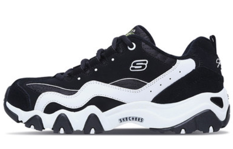 (Women) Skechers D'Lites Running Shoes Black/White 66666077-BLK