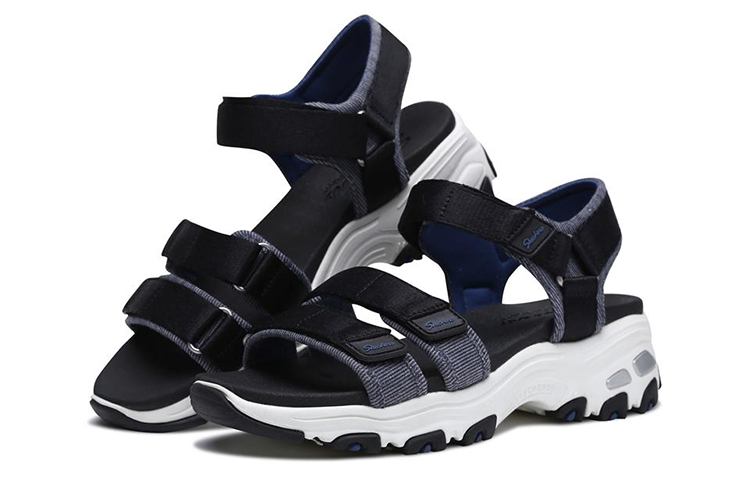 Lookbook (Women) Skechers D'Lites Sandal 'Black Blue' 31658-BKBL