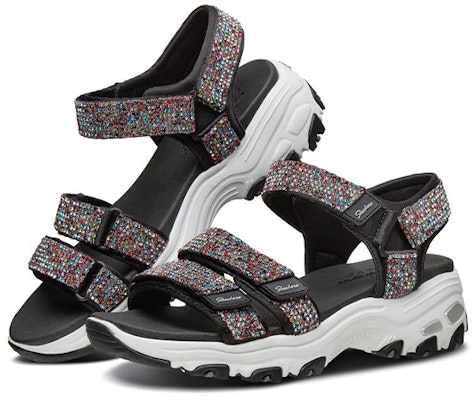Skechers D'Lites 休閒涼鞋 女款 黑多彩 Lookbook Skechers D'Lites 休閒涼鞋 女款 黑多彩