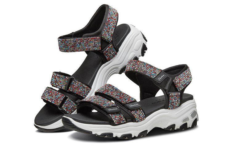 Lookbook (W) Skechers D'Lites Sandal 'Hitam Multicolor' 31663-BKMT
