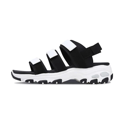 (W) Skechers D'Lites Sandal 'Black White'