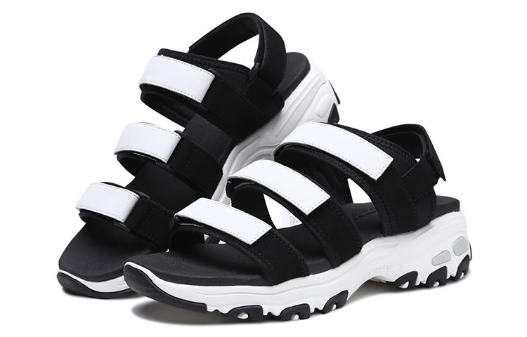 Lookbook (Women) Skechers D'Lites Sandal 'Black White' 66666108-BKW