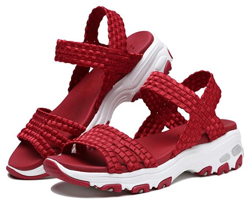 Skechers D'lites 運動休閒涼鞋 女款 紅色 Lookbook Skechers D'lites 運動休閒涼鞋 女款 紅色