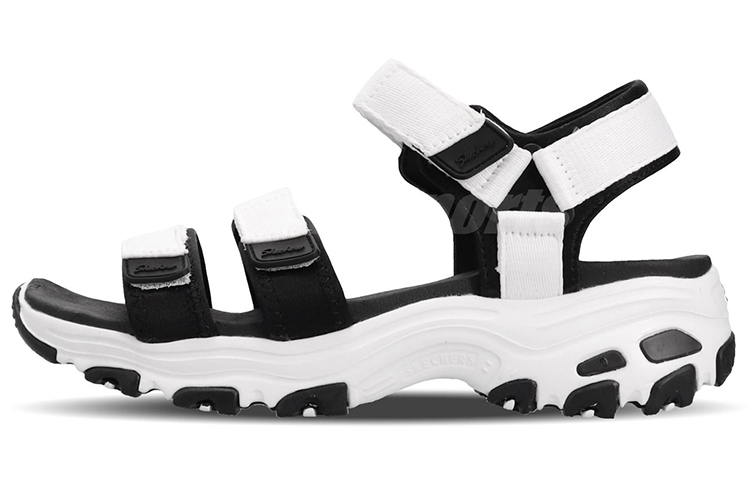 (Women) Skechers D'Lites Sandal Black/White 31514-WBK