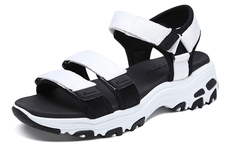 Lookbook (W) 스케쳐스 딜라이트 샌들 블랙/화이트 31514-WBK