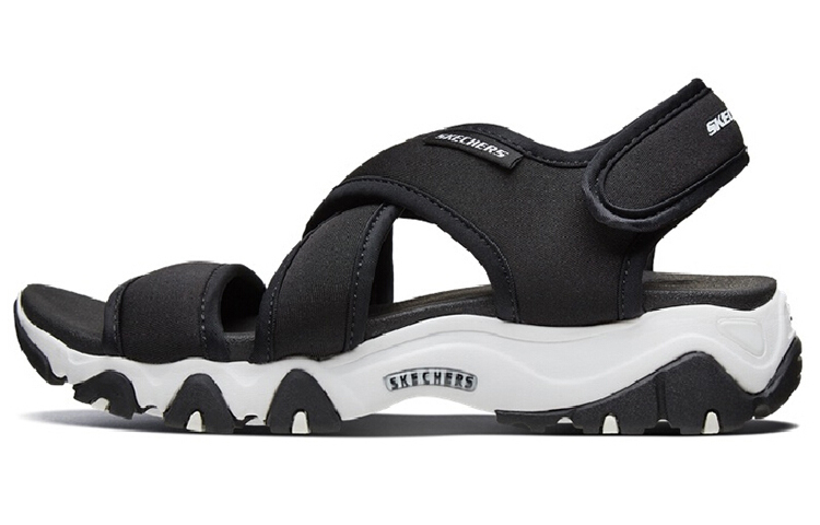 (Women) Skechers D'Lites Sandals Black/White 88888341-BLK