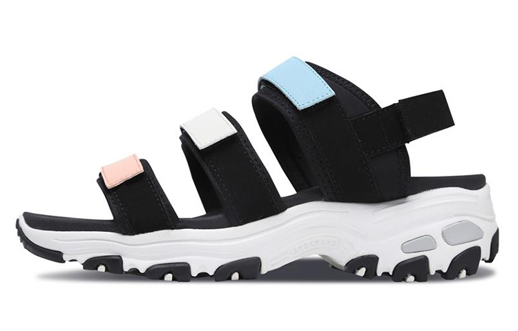 (Women) Skechers D'Lites Sandals Black/White/Blue 66666108-MULT