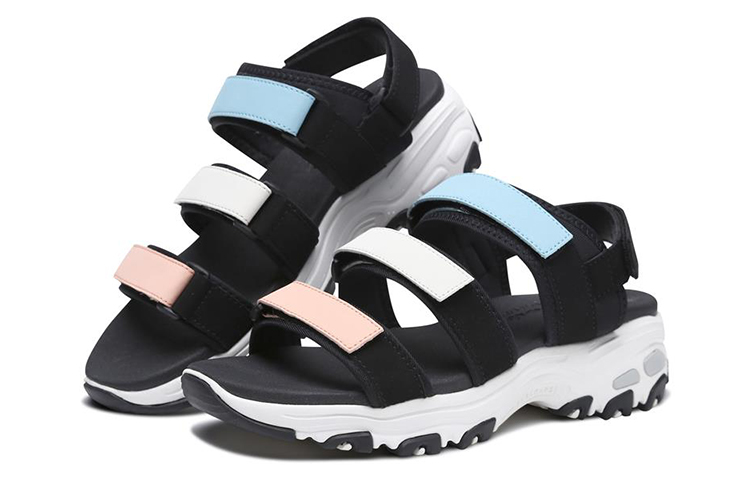 Lookbook (Women) Skechers D'Lites Sandals Black/White/Blue 66666108-MULT
