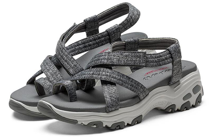 Lookbook (Women) Skechers D'lites Sandals Grey 'Gray White' 31517-GRY