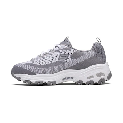(W) Skechers D'Lites Skech-Knit 'Grey White'