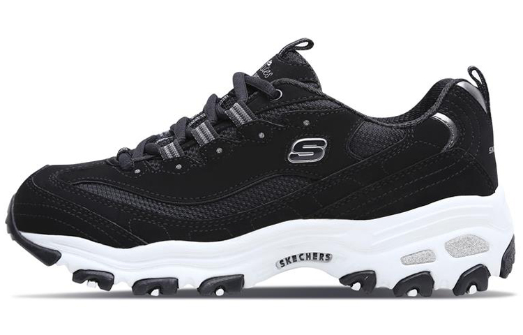 (Women) Skechers D lites Sneakers Black/Silver 11930-BLK