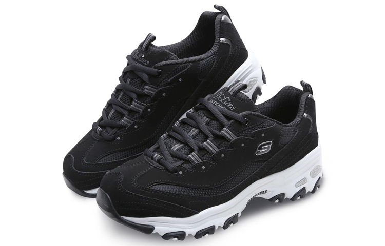 Shop (Women) Skechers D lites Sneakers Black/Silver 11930-BLK