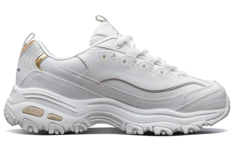 Lookbook Skechers D‘LITES 小白熊金標小白熊 低筒 老爹鞋 女款 白金色