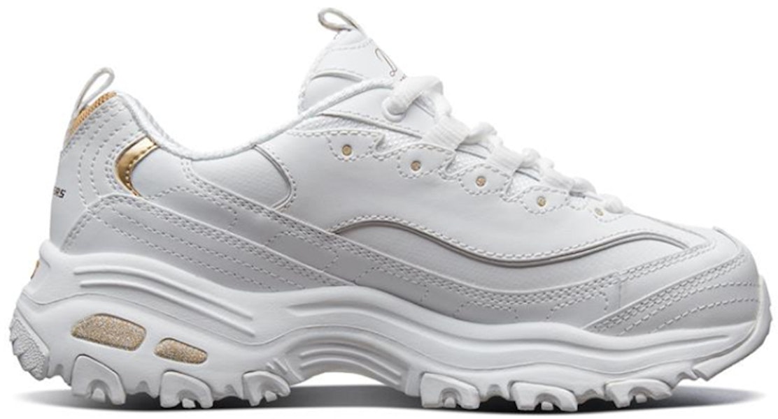 Skechers D‘LITES 小白熊金標小白熊 低筒 老爹鞋 女款 白金色 Lookbook Skechers D‘LITES 小白熊金標小白熊 低筒 老爹鞋 女款 白金色