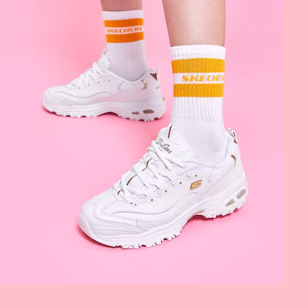 Skechers D‘LITES 小白熊金標小白熊 低筒 老爹鞋 女款 白金色 Cheap Skechers D‘LITES 小白熊金標小白熊 低筒 老爹鞋 女款 白金色