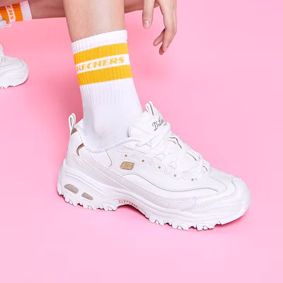 Skechers D‘LITES 小白熊金標小白熊 低筒 老爹鞋 女款 白金色 1