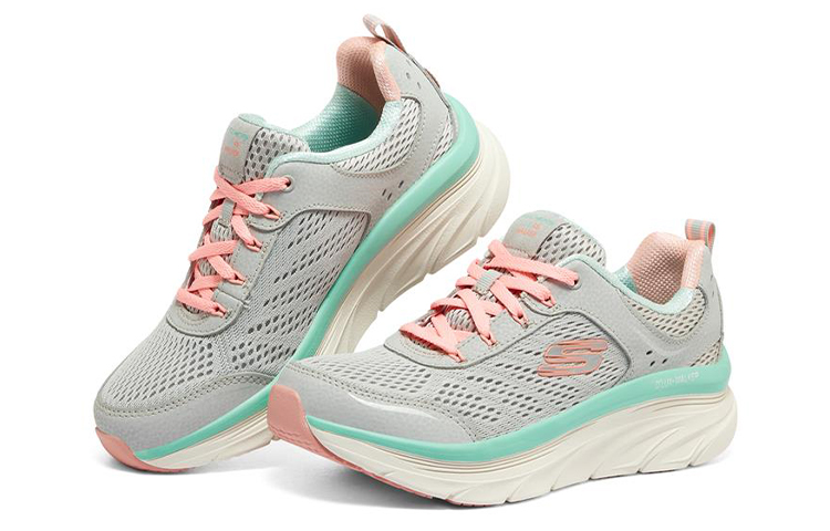 Lookbook (W) Skechers D'Lux Walker 'Kelabu Merah Jambu' 149023-GYCL