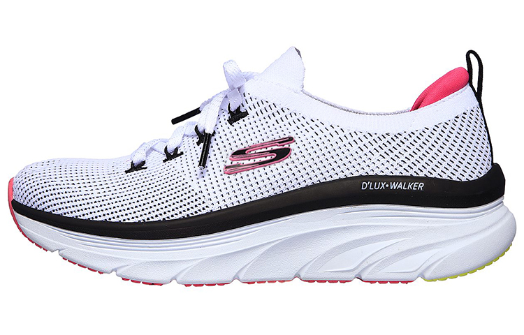 (Women) Skechers D'Lux Walker 'Refreshing Mood White Black Pink' 149311-WBK