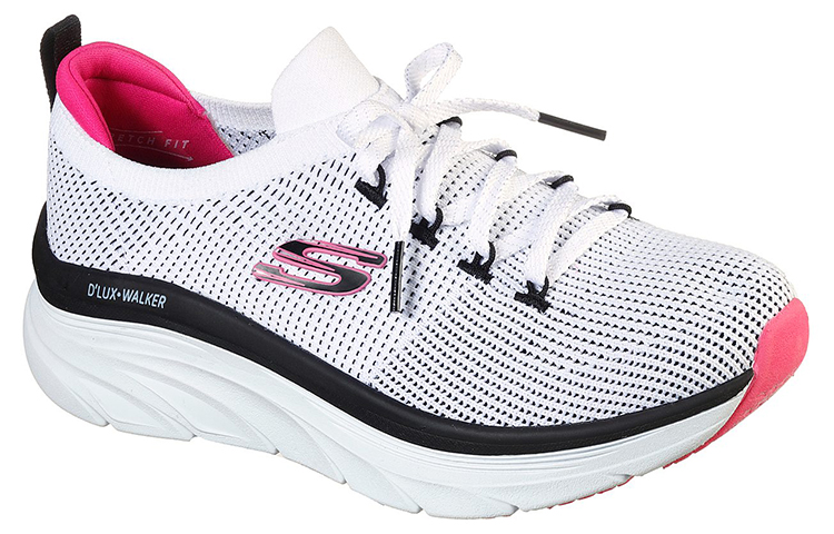 Lookbook (Women) Skechers D'Lux Walker 'Refreshing Mood White Black Pink' 149311-WBK