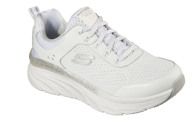 Lookbook (Women) Skechers D'Lux Walker 'White Silver' 149337-WSL