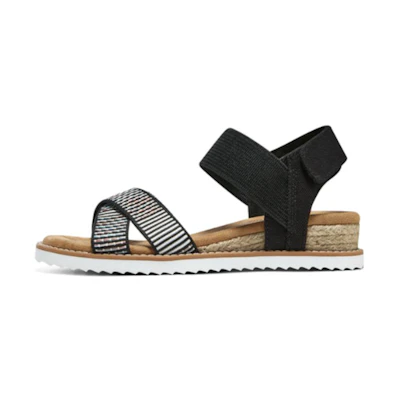 (W) Skechers Desert Kiss Cross Strap Casual Sandal 'Brown Black'