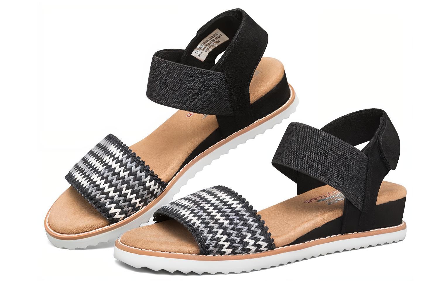 Lookbook (W) 스케쳐스 데저트 키스 샌들 블랙 '레드 블루' (Skechers Desert Kiss Sandals Black 'Red Blue') 32867-BKMT