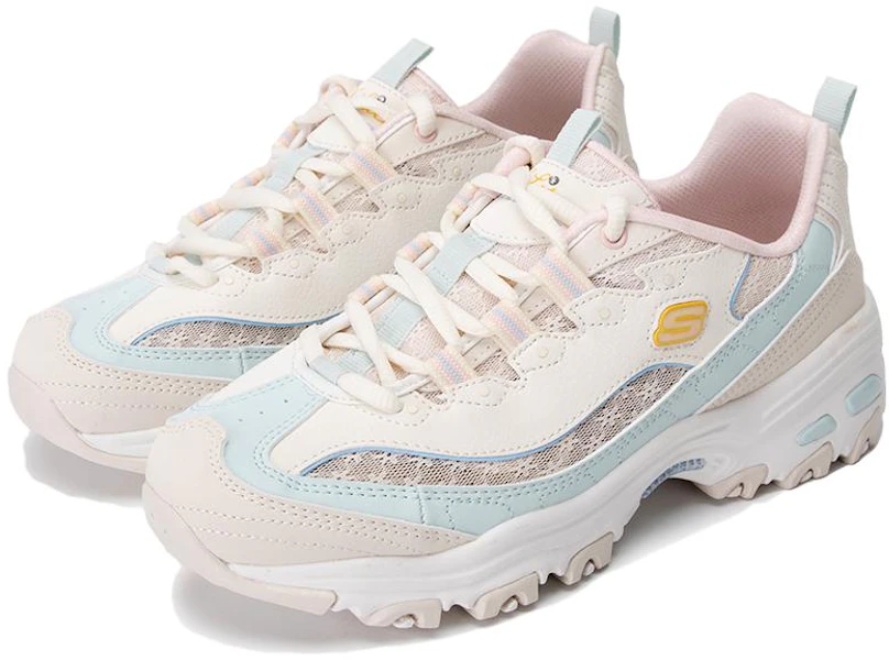 Skechers D'LITES 1.0 減震防滑耐磨 低筒 老爹鞋 女款 白粉 Lookbook Skechers D'LITES 1.0 減震防滑耐磨 低筒 老爹鞋 女款 白粉