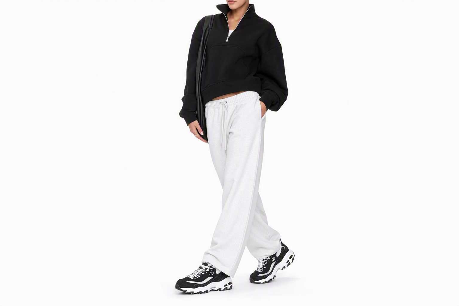 Order Skechers D‘LITES 經典複古 減震輕便 高筒 運動休閒鞋 女款 黑白