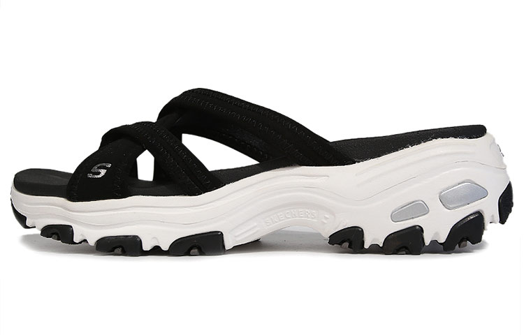 (Women) Skechers Dlites Sandal 'Black and White Comfort' 31521-BLK