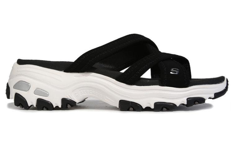 Order (Women) Skechers Dlites Sandal 'Black and White Comfort' 31521-BLK