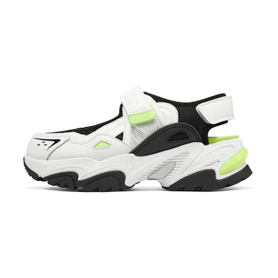 (W) Skechers DLites Sandal 'White Black Neon Green'