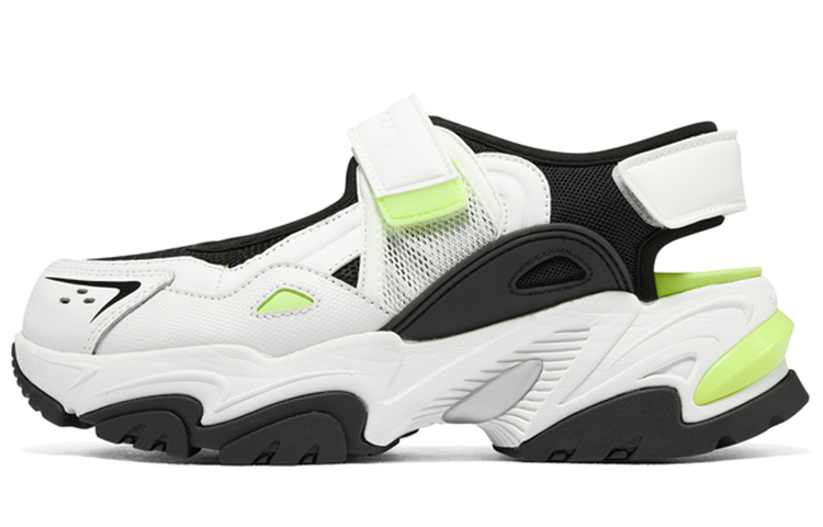 (Women) Skechers DLites Sandal 'White Black Neon Green' 896053-WBKL