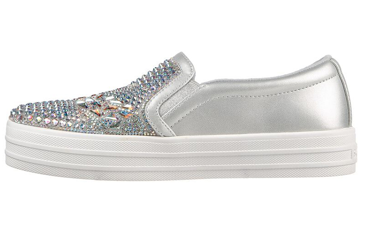 (Women) Skechers Double Up 'Silver Low Top' 155553-SIL
